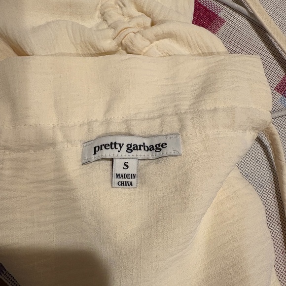 Pretty Garbage Ruched Backless Tie Back Crop Top Cream Size Small - Picture 4 of 4